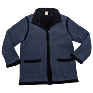 Vintage Northern Reflections Fleece Blue Navy Jacket Sweater Woman Large Grandma